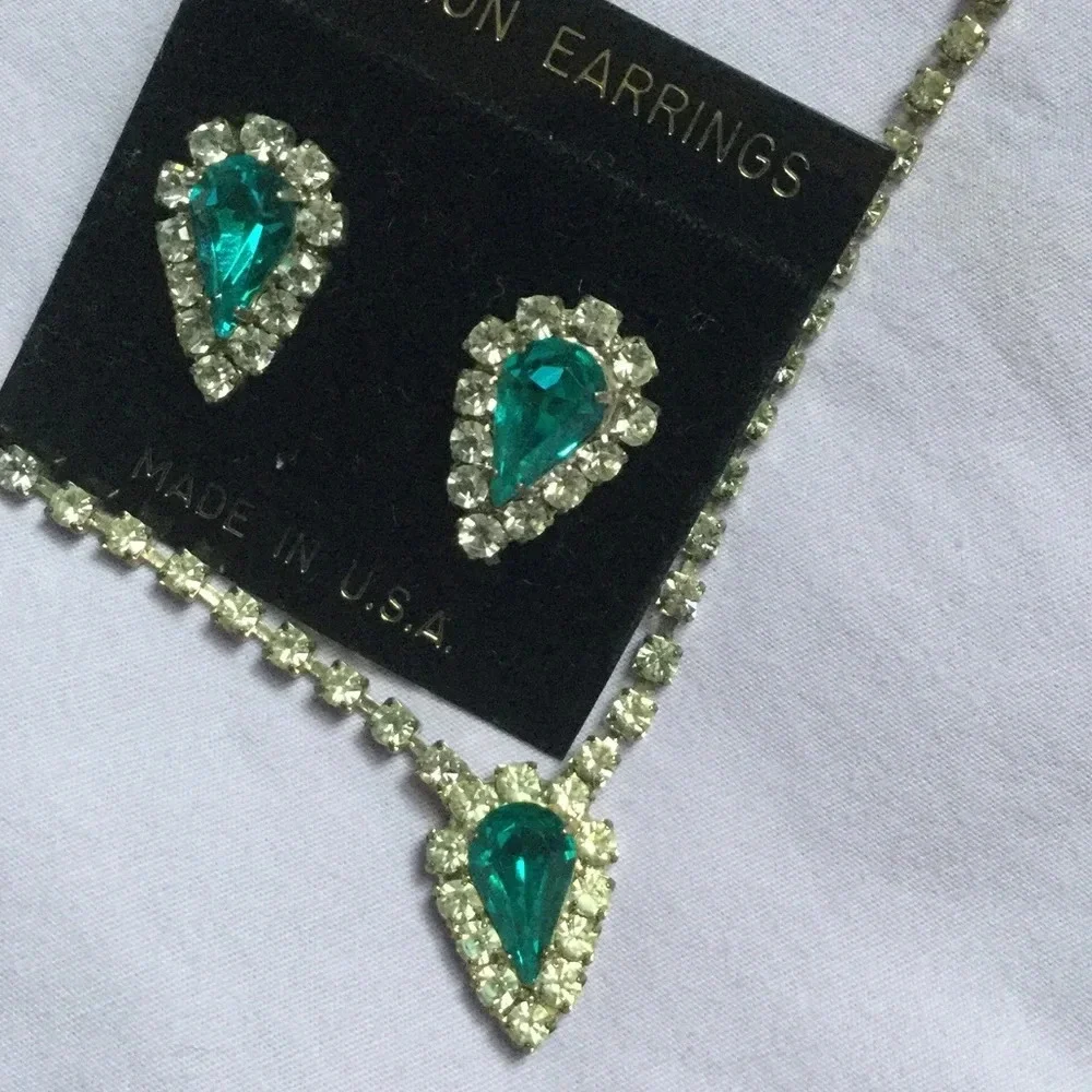 💎 Turquoise & Diamond Necklace & earring set 💎‎